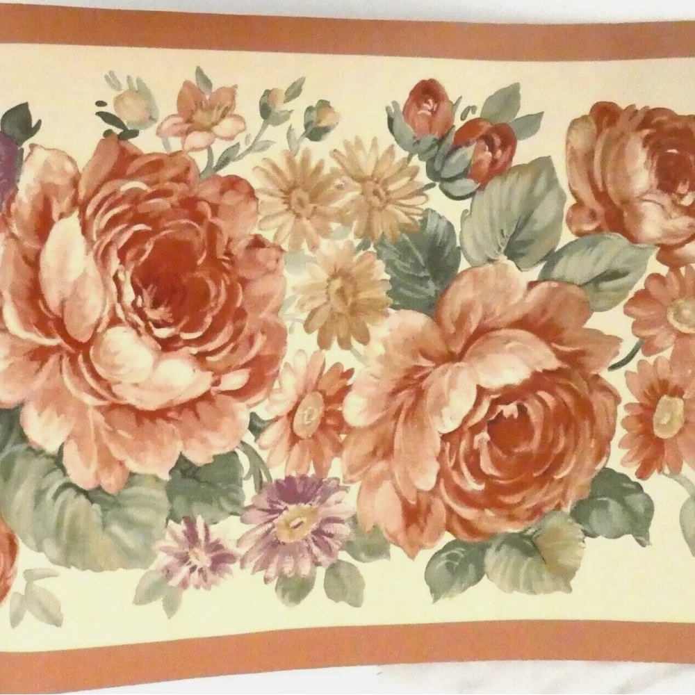 Vintage Croscill Home Wallpaper Border in Costwolds Rose Pattern 11 yds Set of 2